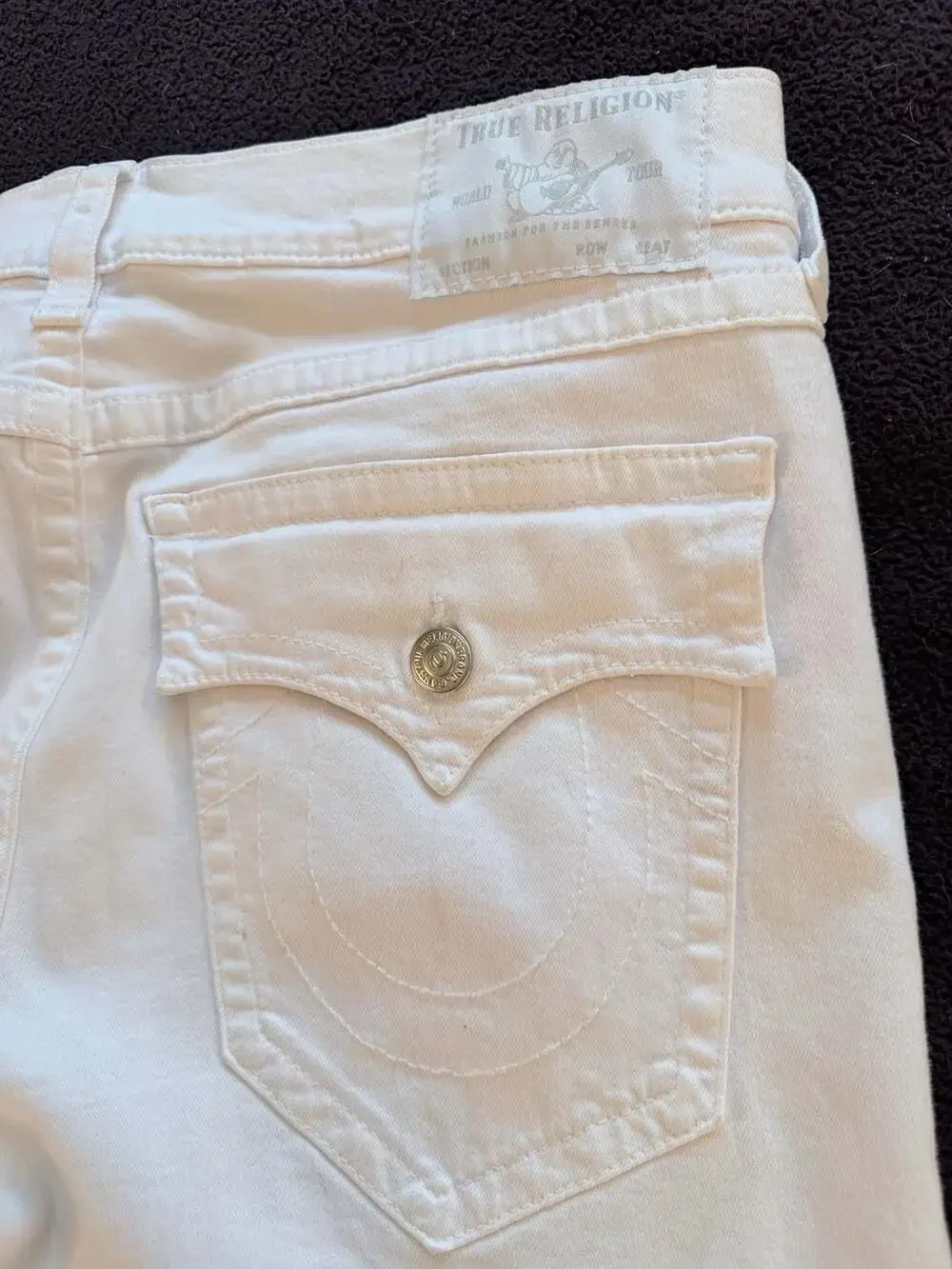 True Religion Relaxed Straight White Jeans